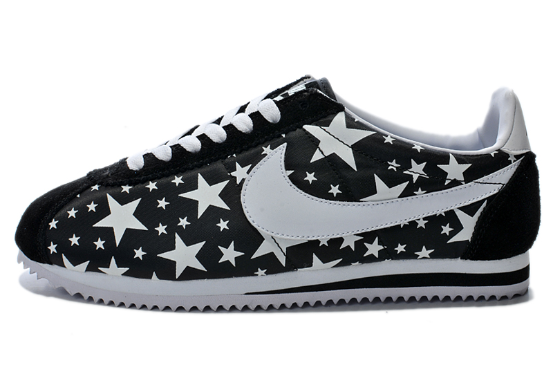 2014 Nike Cortez nouvelles chaussures etoiles lumineuses des femmes blanches noires (1)
